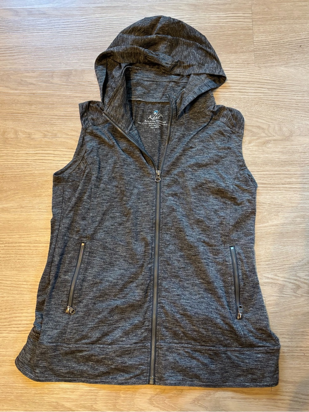Kuhl Women’s Sz  L Hooded Lightweight Vest Heather Gray Hiking Activewear